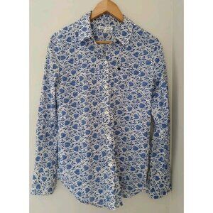 Alex Mill Standard Ikat Heart Button Front Top Size XS Blue Work Cotton
